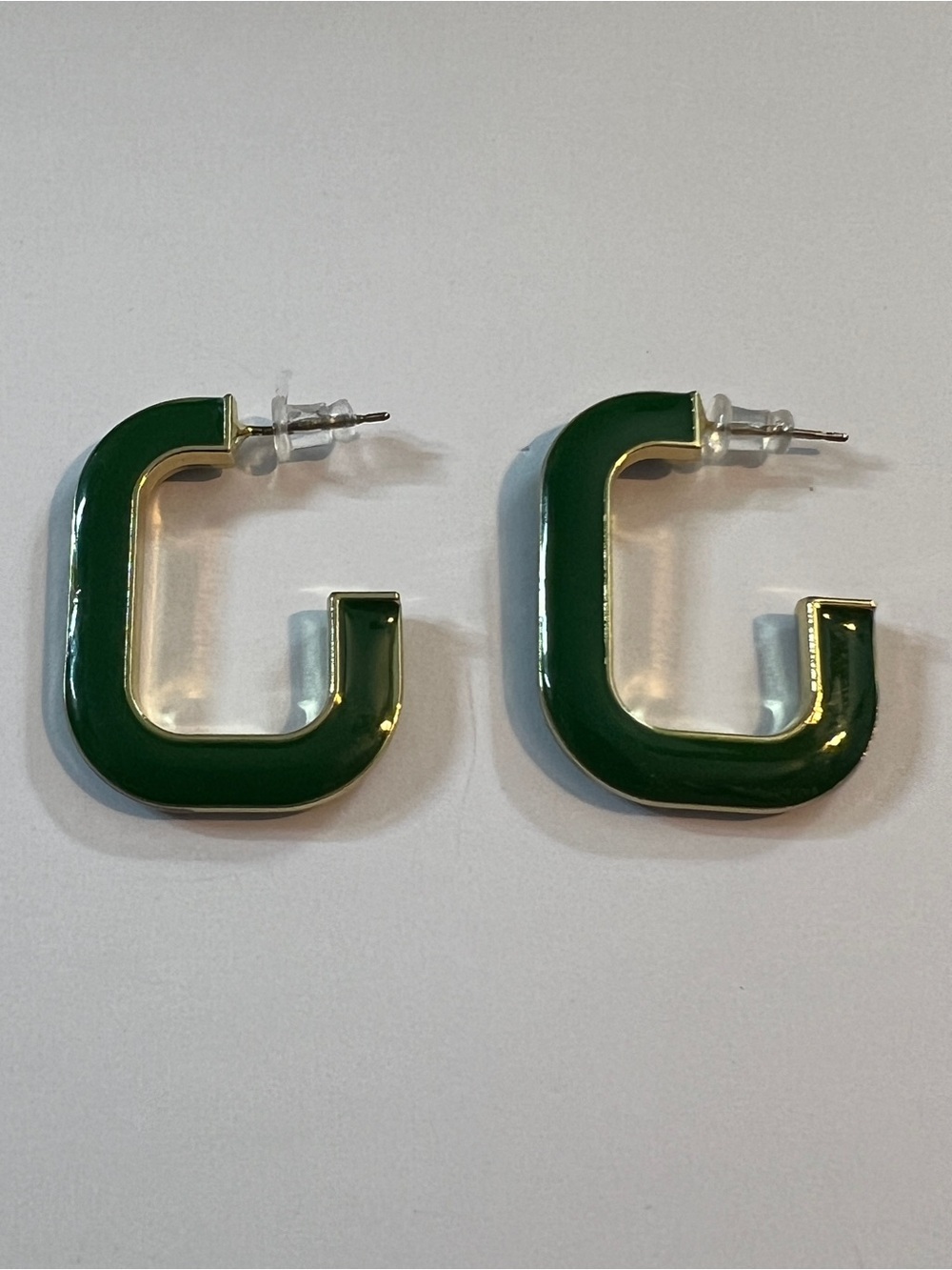 Green Open Hoop Post Earrings